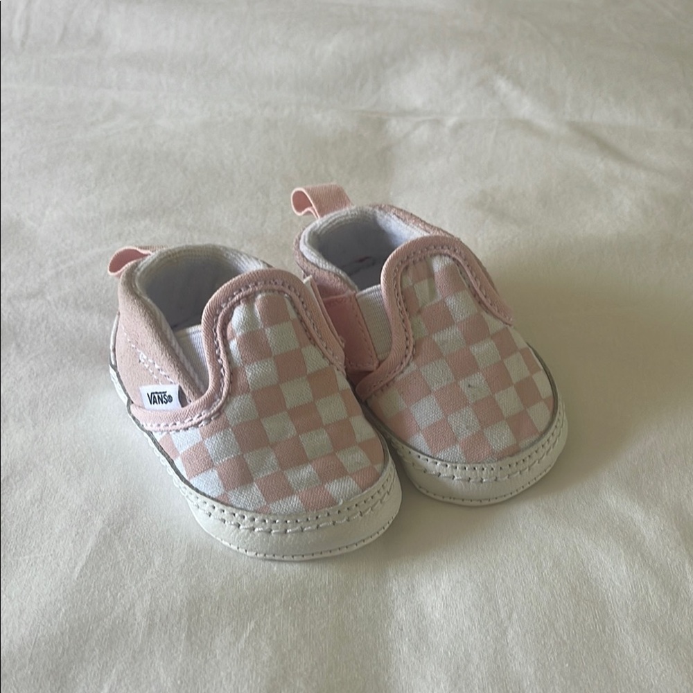 Vans Pink and White Baby Slip-On Shoes